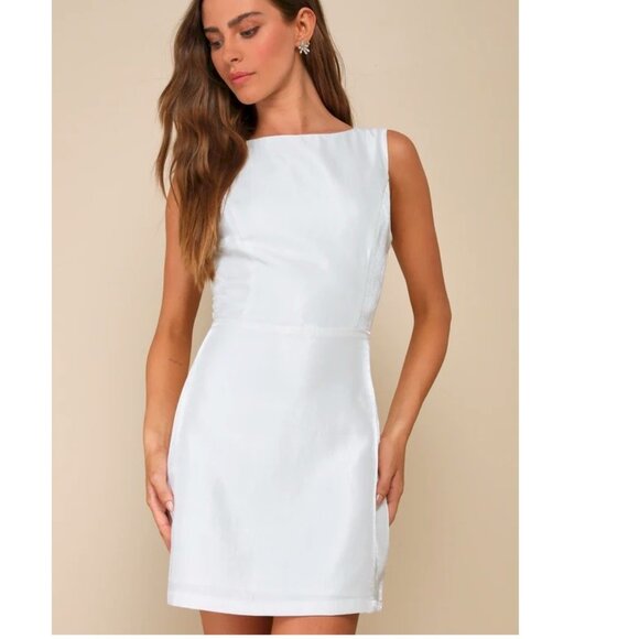Lulus Sophisticated Selection White Sleeveless Mini Dress Size X-Small NWOT - Picture 4 of 5